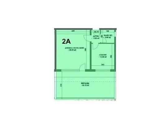 Двустаен апартамент с веранда - кв. Коматево 2