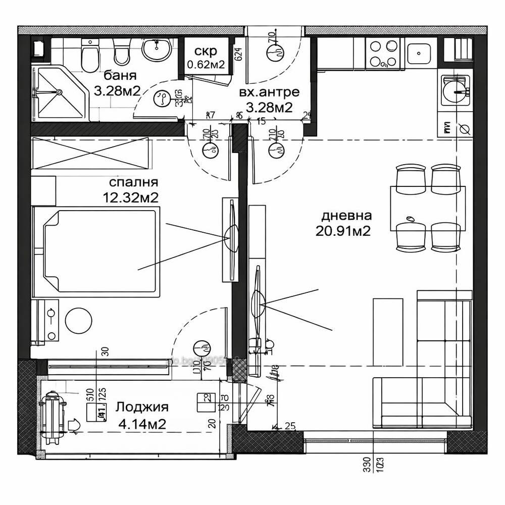 ПРЕД АКТ 14! Двустаен НОВА СГРАДА - кв. Христо Смирненски
