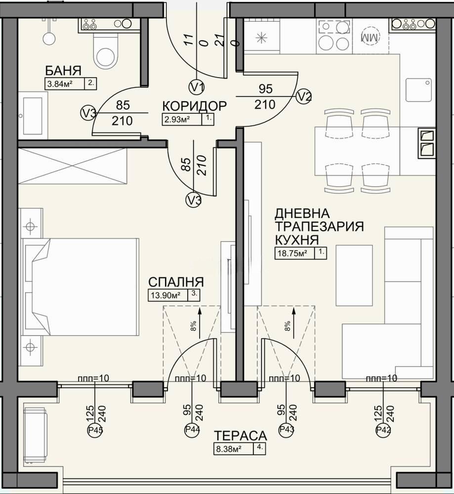 Двустаен южен апартамент - кв. Остромила