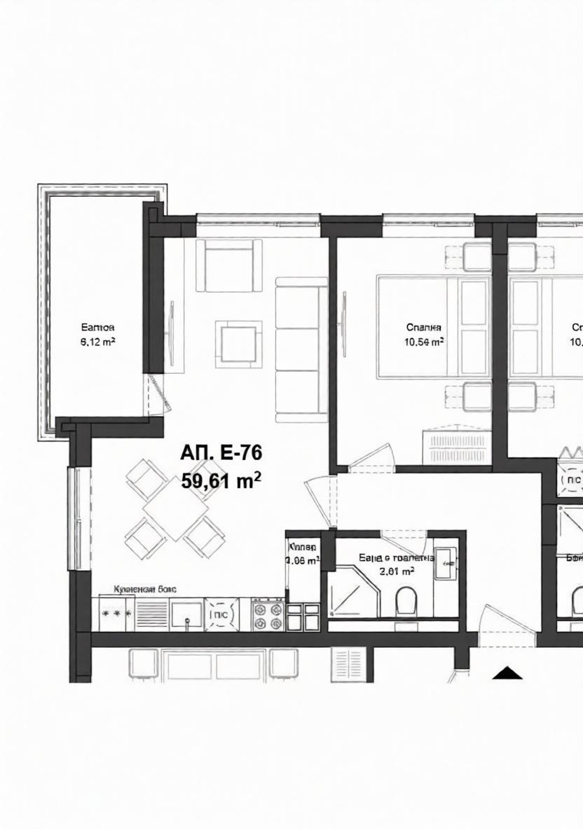 Двустаен апартамент кв. Гагарин