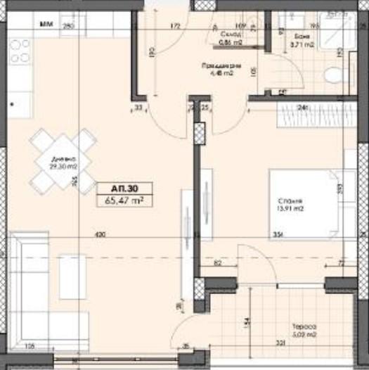 Двустаен апартамент с Градски удобства и спокойствие - Марково 3