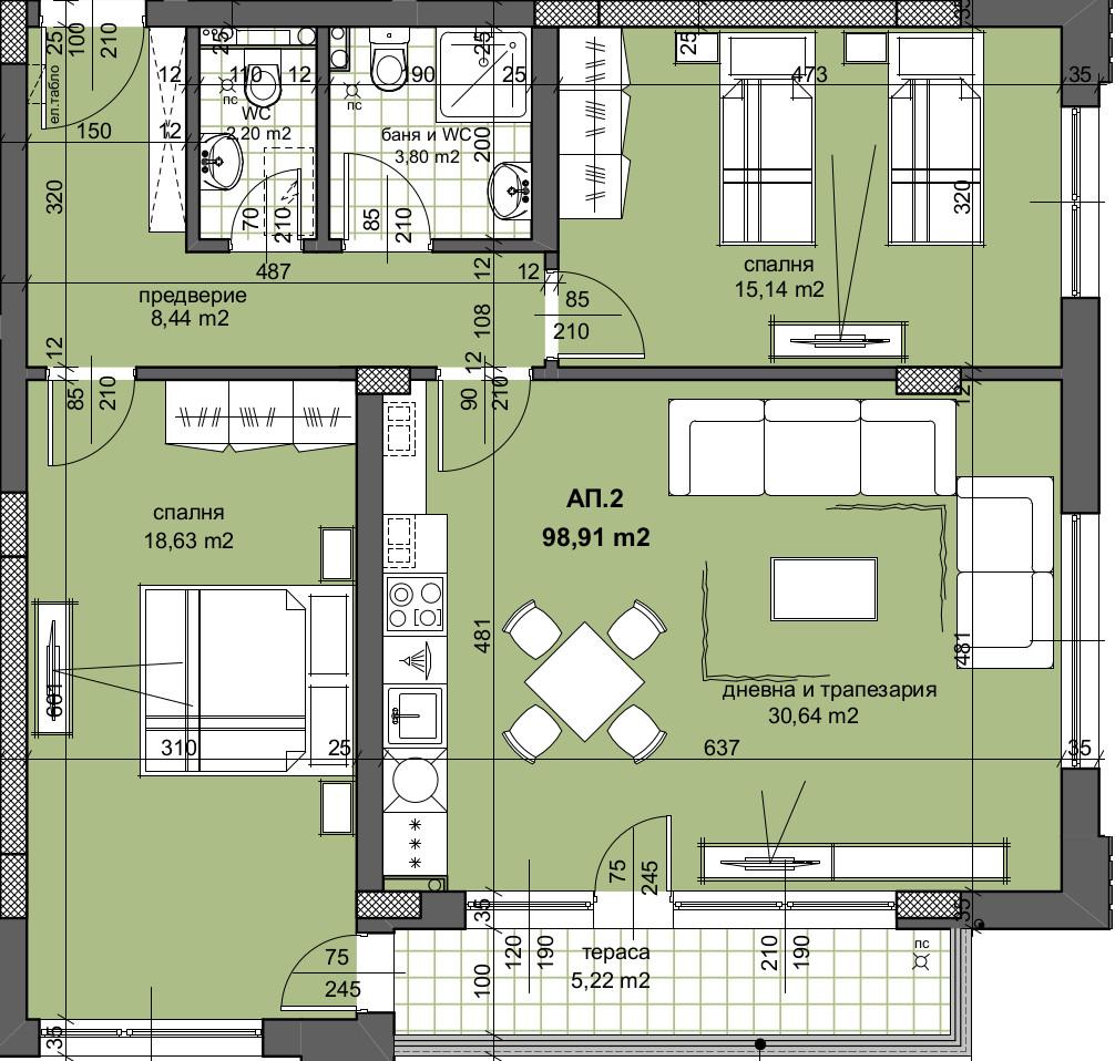 Тристаен НОВА СГРАДА с АКТ 16 - кв. Тракия