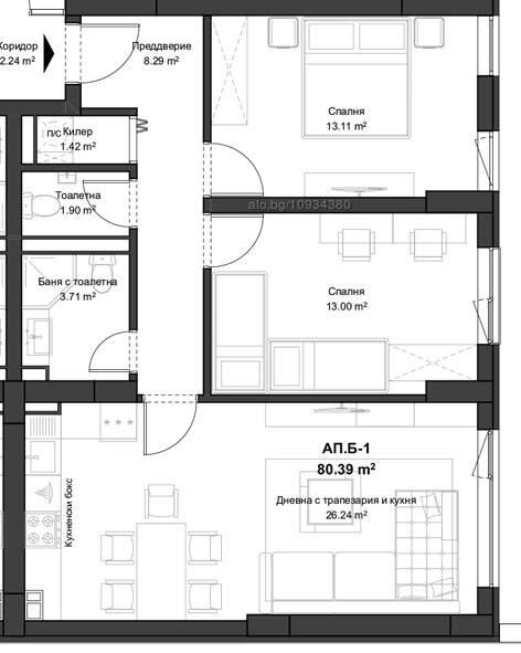 Тристаен апартамент кв. Кючук Париж