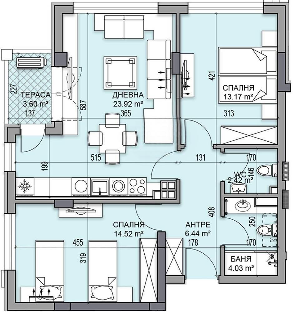 ПРЕД АКТ 14! Тристаен апартамент кв. Гагарин 2