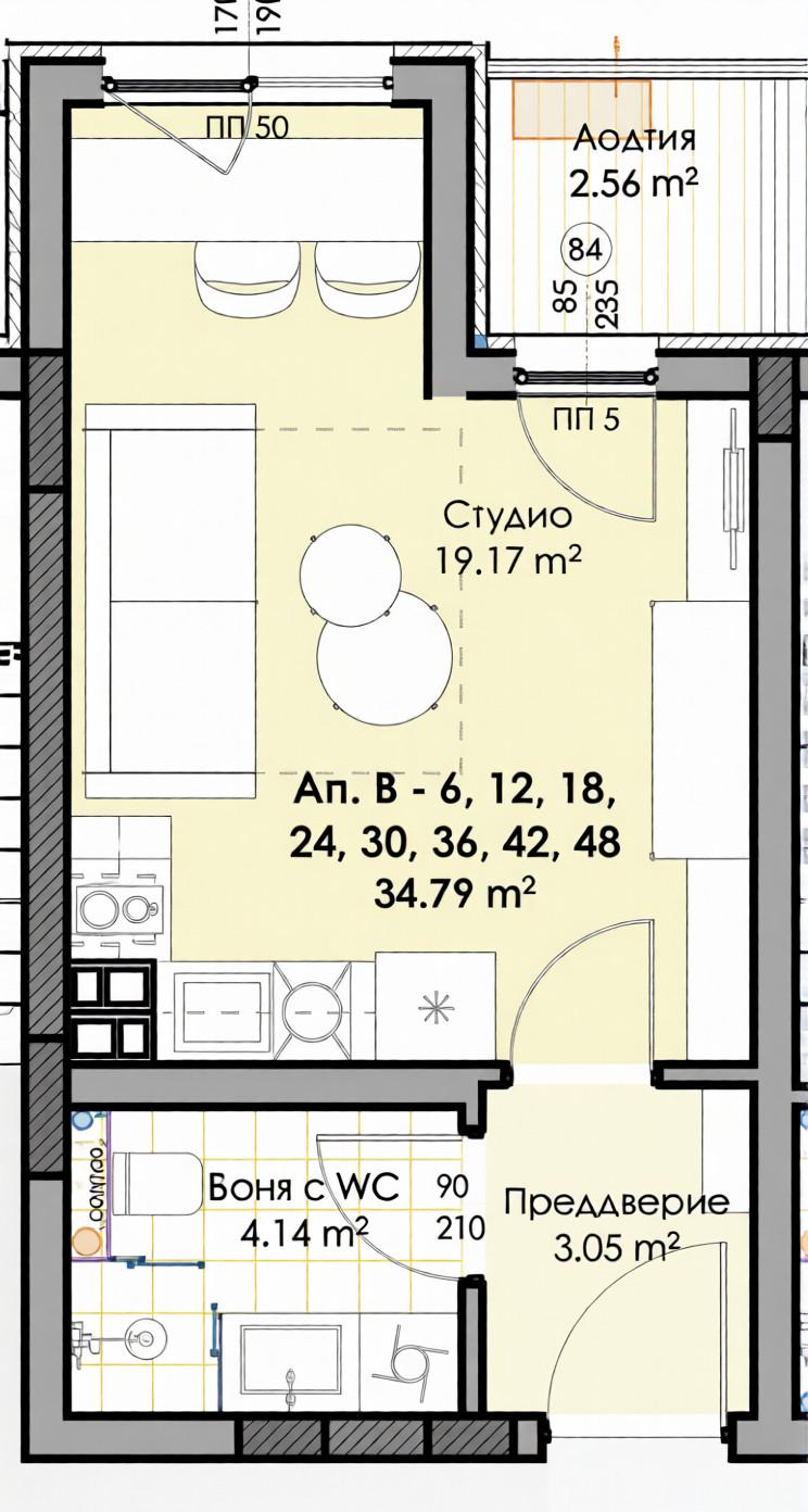 Едностаен апартамент НОВА СГРАДА - Гагарин 2
