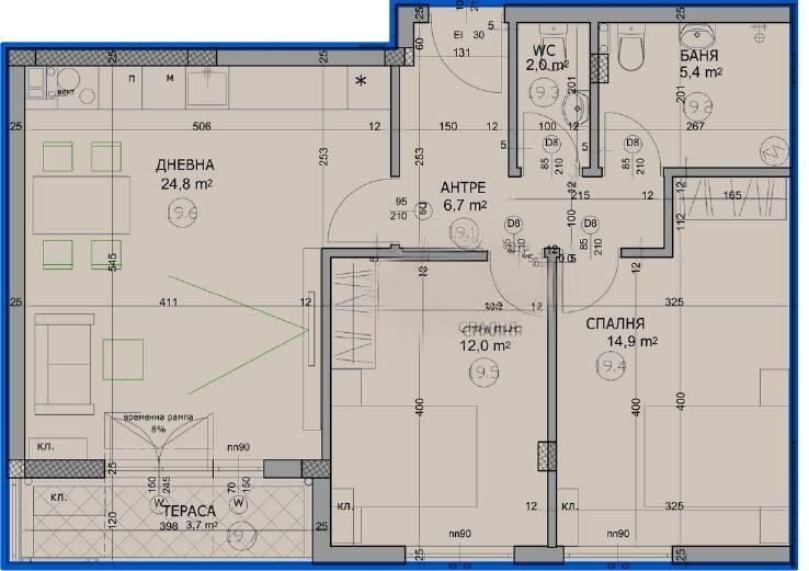 Тристаен апартамент в Христо Смирненски 2