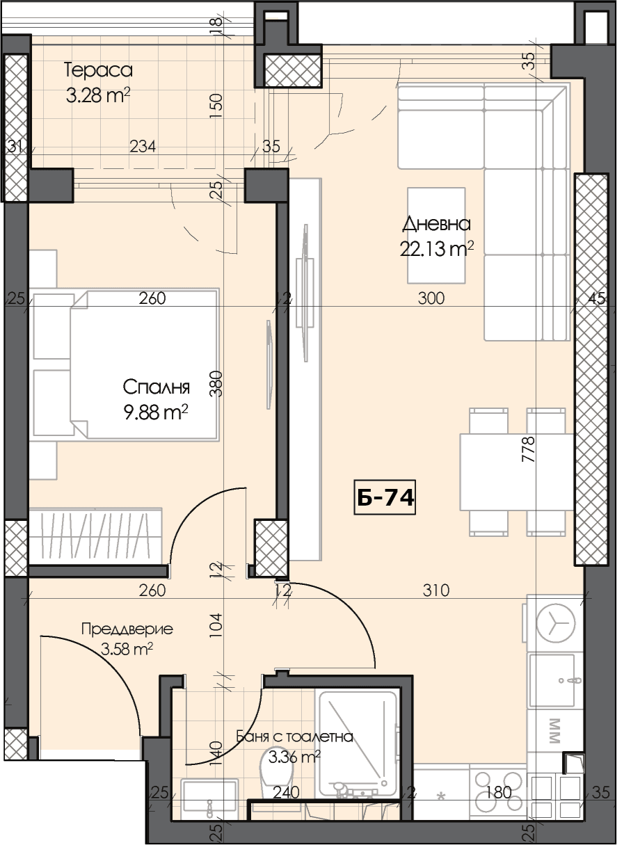 ТОП ЦЕНА! Двустаен апартамент кв. Гагарин