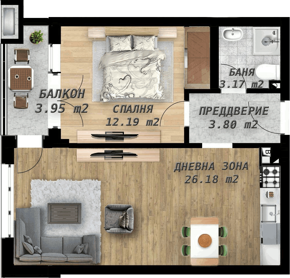 Възможност за схема 20% НА 80% АКТ 16! Двустаен апартамент БУТИКОВА СГРАДА