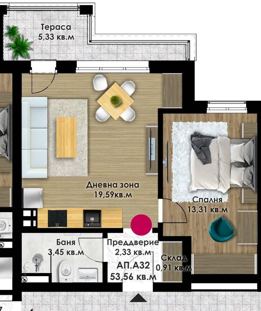 Двустаен пред АКТ 15 - кв. Остромила