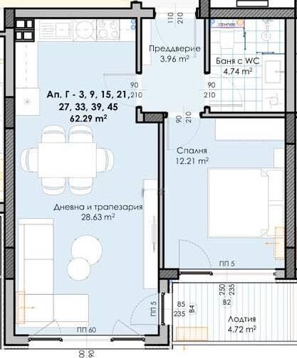 С АКТ 14! Двустаен апартамент кв. Гагарин