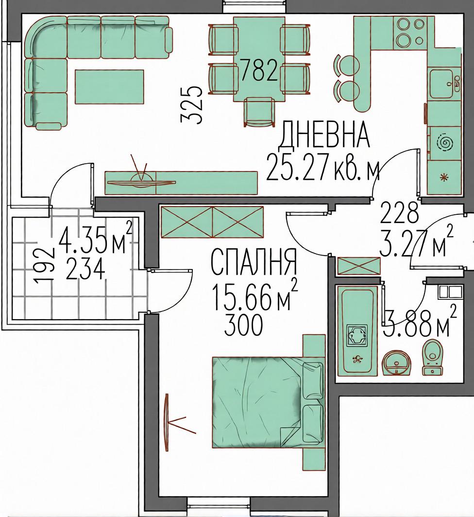 20% сега - 80% АКТ 16! Пред АКТ 15! Двустаен апартамент - Каменица 2 2