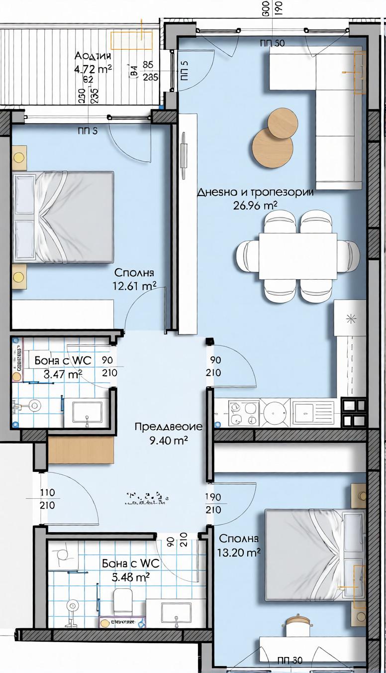 Тристаен  апартамент - кв. Гагарин 2
