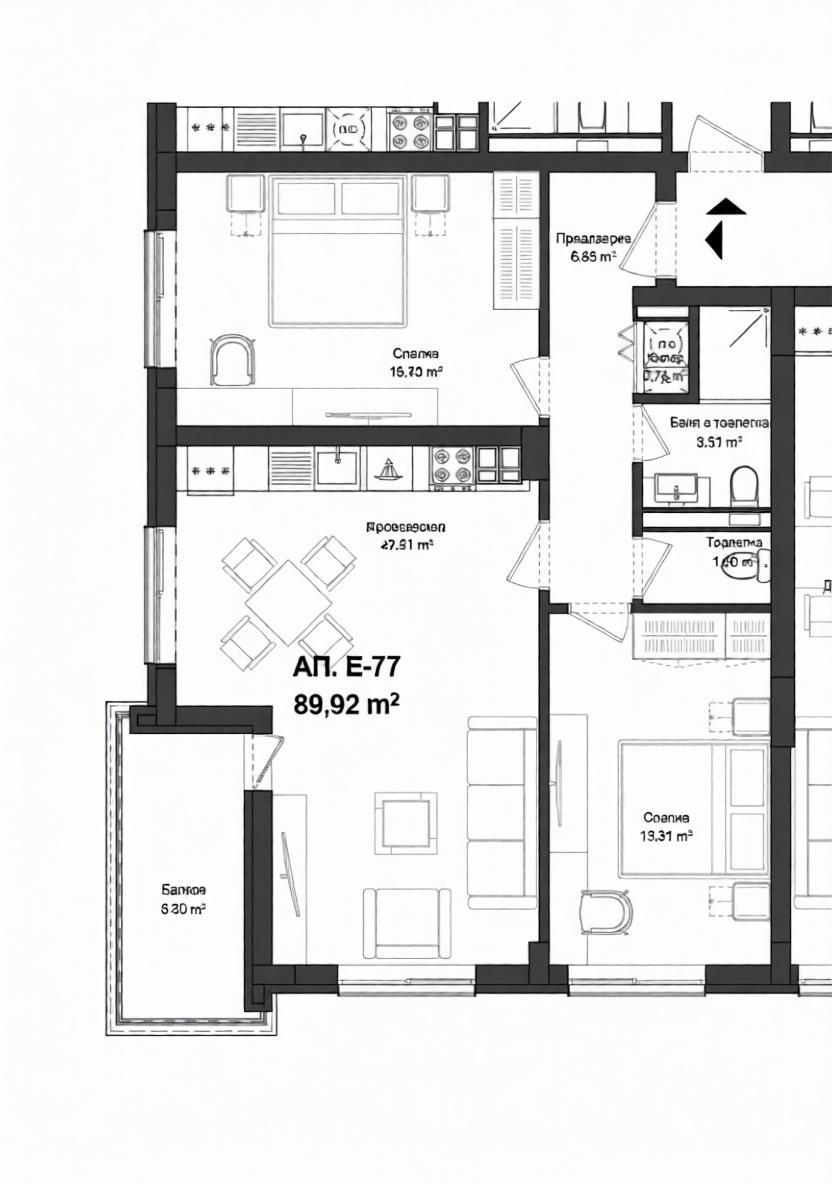 Тристаен апартамент кв. Гагарин