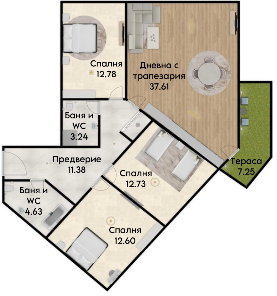Четиристаен апартамент НОВА СГРАДА кв. Тракия
