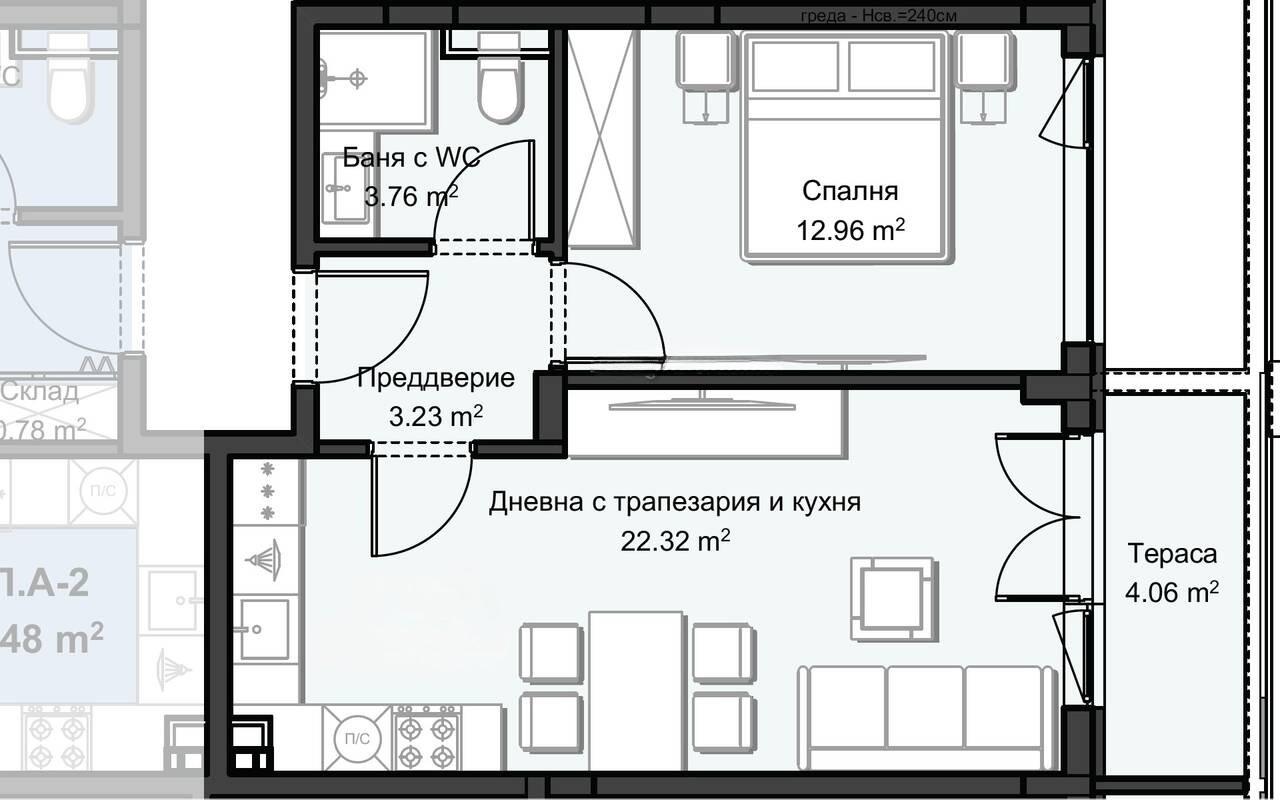 Двустаен нова сграда - кв. Христо Смирненски