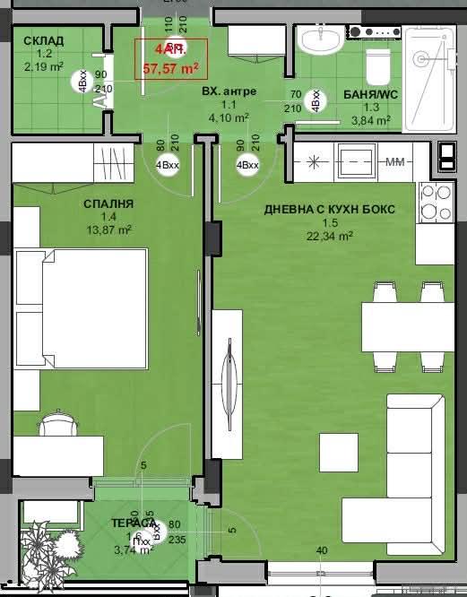 Двустаен НОВА СГРАДА - кв. Кършияка 2