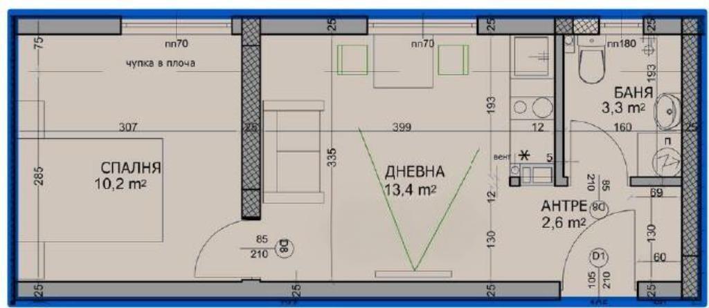 Двустаен апартамент в Христо Смирненски 2
