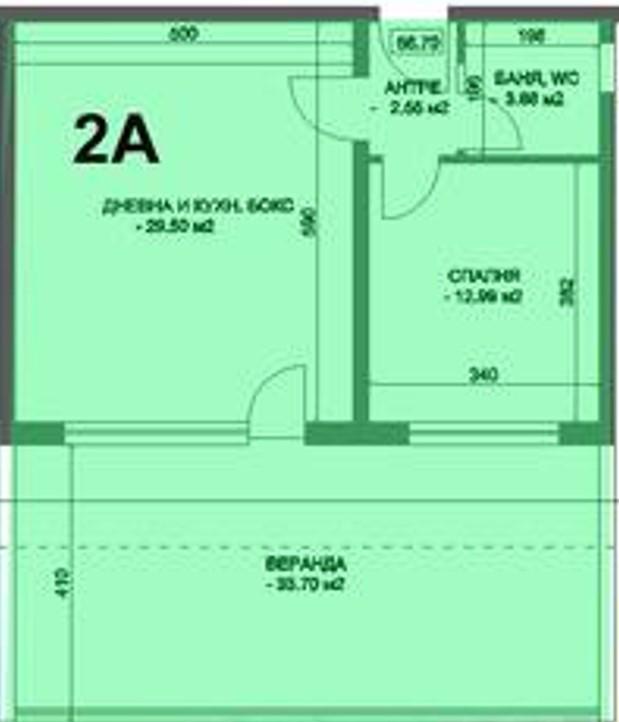 Двустаен апартамент с веранда - кв. Коматево 
