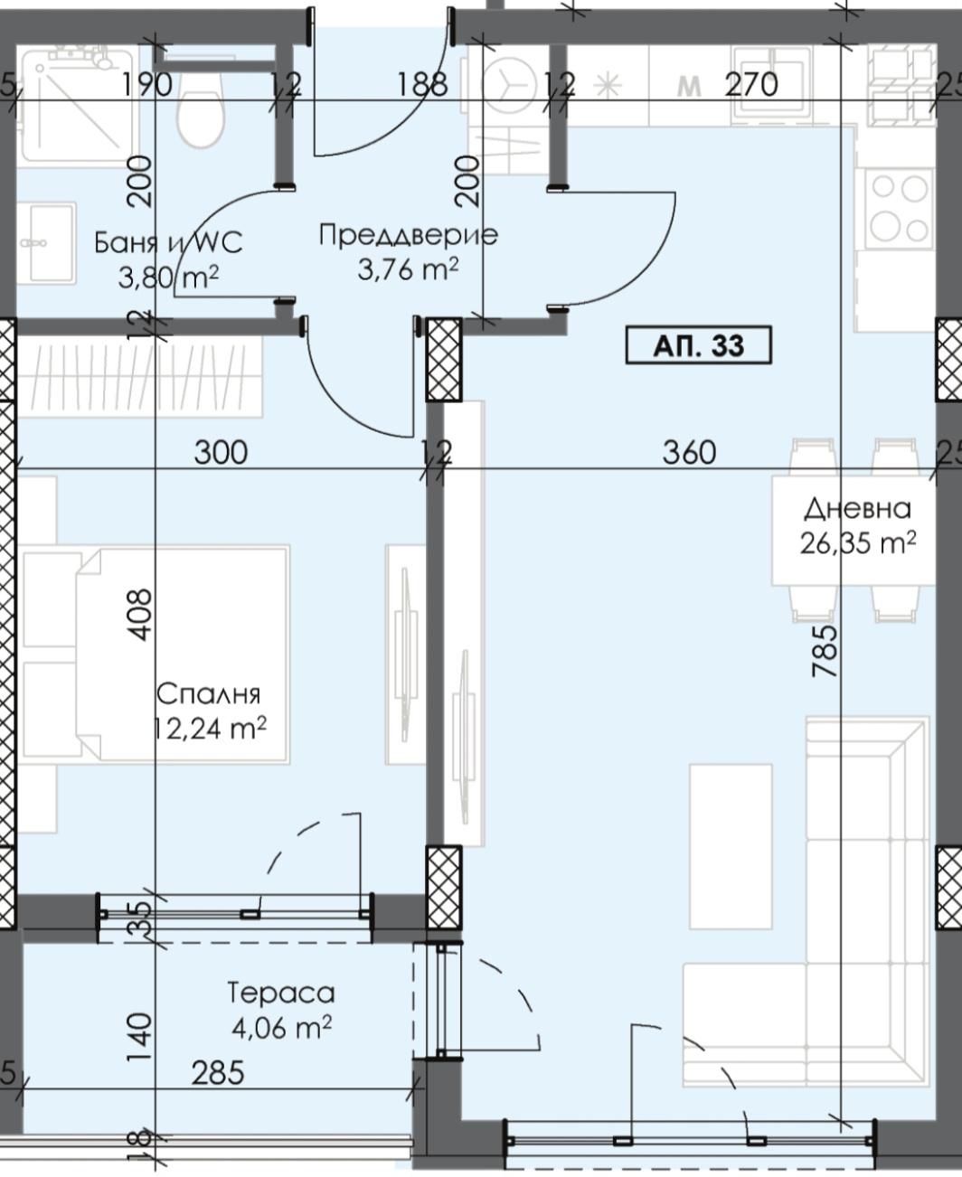 Двустаен ЮЖЕН апартамент с АКТ 14 - кв. Тракия