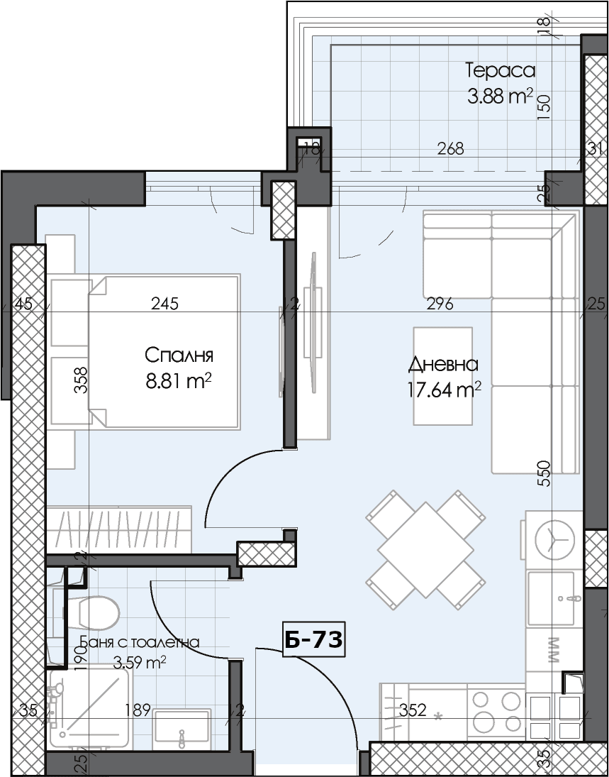 ТОП ЦЕНА! Двустаен апартамент кв. Гагарин 2