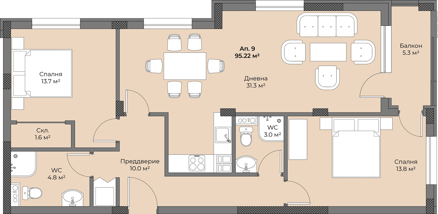 Тристаен апартамент нова сграда кв. Беломорски 2