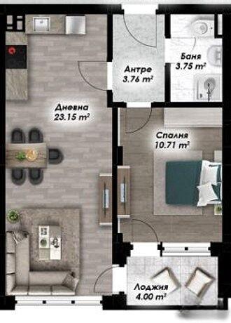 Двустаен  апартамент - Остромила 2