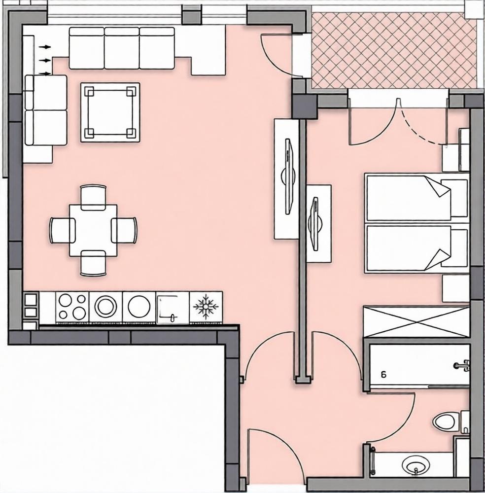 ПРЕД АКТ 14! Двустаен апартамент кв. Гагарин