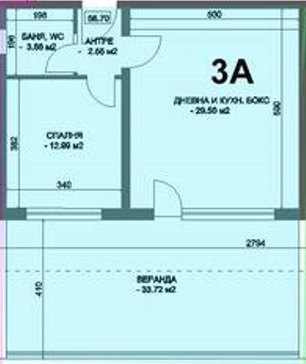 Двустаен апартамент с веранда - кв. Коматево