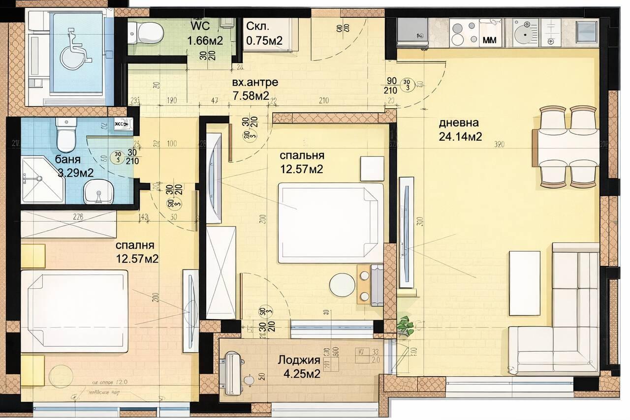 С АКТ 14! Тристаен апартамент НОВА СГРАДА - кв. Христо Смирненски 2
