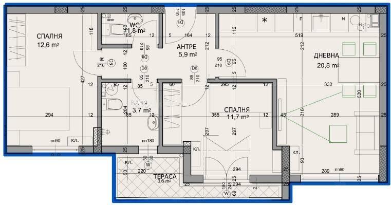 Тристаен апартамент в Христо Смирненски 2