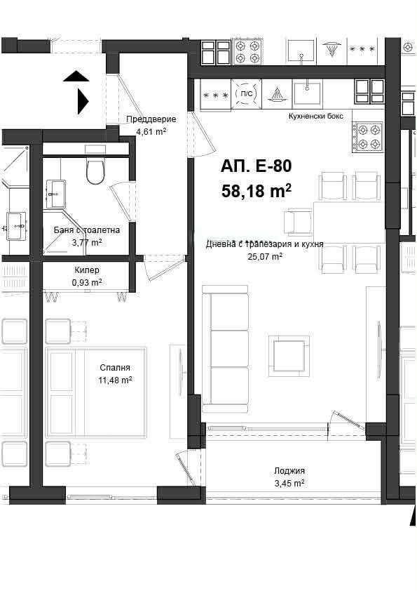 Двустаен ЮЖЕН апартамент кв. Гагарин