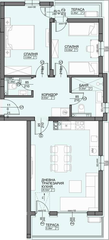 Тристаен апартамент - кв. Остромила 2