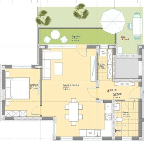 Двустаен апартамент с веранда - НОВ БУТИКОВ КОМПЛЕКС 2