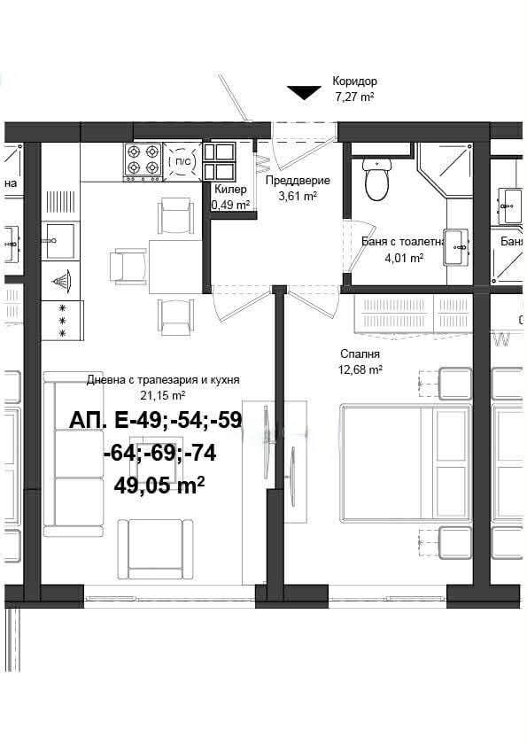 Двустаен ЮЖЕН апартамент кв. Гагарин