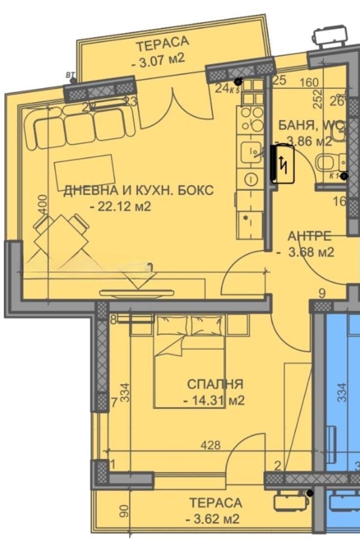 Двустаен в НОВА СГРАДА ПРЕД АКТ 14 2