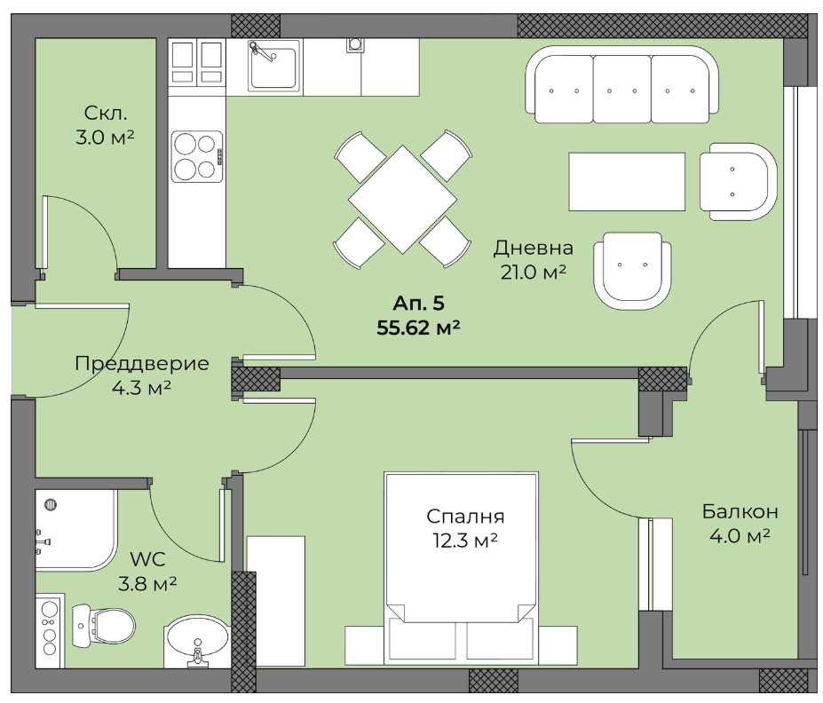 Двустаен апартамент нова сграда кв. Беломорски 2