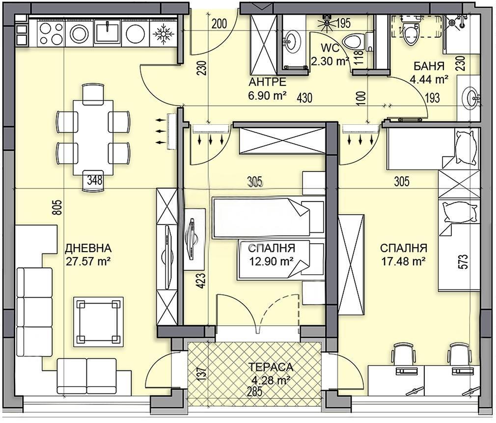 ПРЕД АКТ 14! Тристаен апартамент кв. Гагарин 2