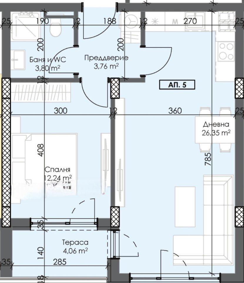 Двустаен апартамент НОВА СГРАДА - кв. Тракия