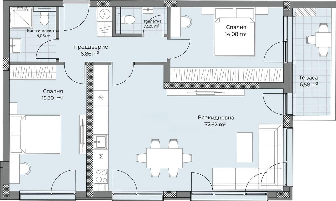 Тристаен апартамент кв. Остромила 2