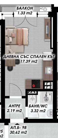 Едностаен апартамент НОВА СГРАДА - Гагарин 2